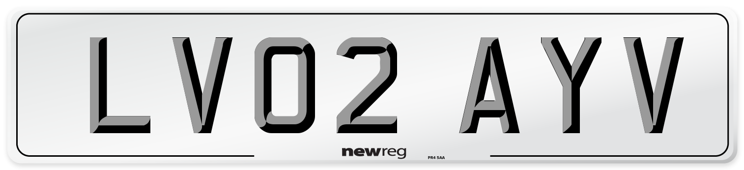 LV02 AYV Number Plate from New Reg